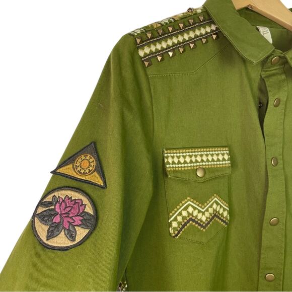 Spell and the Gypsy Green Jacket Embroidered Panther Small - Picture 8 of 14